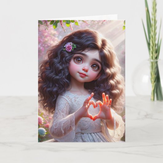 Carte Fille d'anniversaire avec signe cardiaque (Devant)