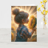 Carte Fille D'Anniversaire Avec Tournesol (Fleur jaune)