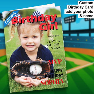 Carte Fille d'anniversaire de baseball / MVP Joyeux anni