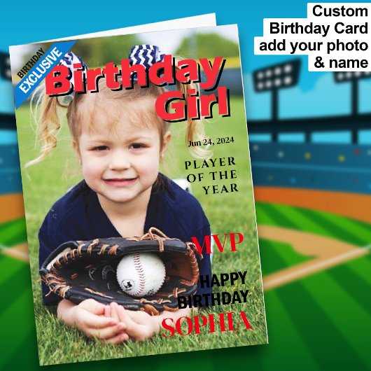 Carte Fille d'anniversaire de baseball / MVP Joyeux anni