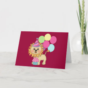 Carte Fille d'anniversaire de lion (personnalisée)