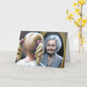 Carte Fille d'anniversaire et vieille dame (Fleur jaune)