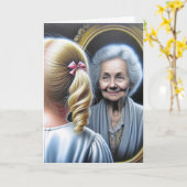 Carte Fille d'anniversaire et vieille dame (Fleur jaune)