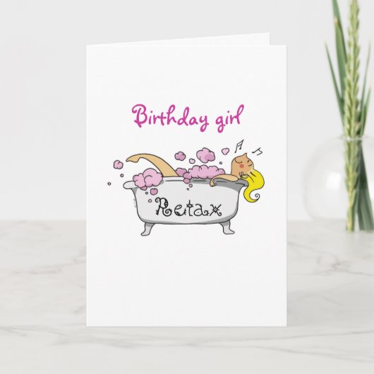 Carte Fille d'anniversaire (fille de bain) (Devant)