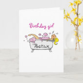 Carte Fille d'anniversaire (fille de bain) (Fleur jaune)