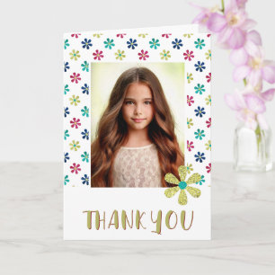 Carte Fille d'anniversaire Fleurs Colorées 2 Photo Merci