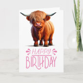 Carte fille d'anniversaire Highland Cow (Devant)