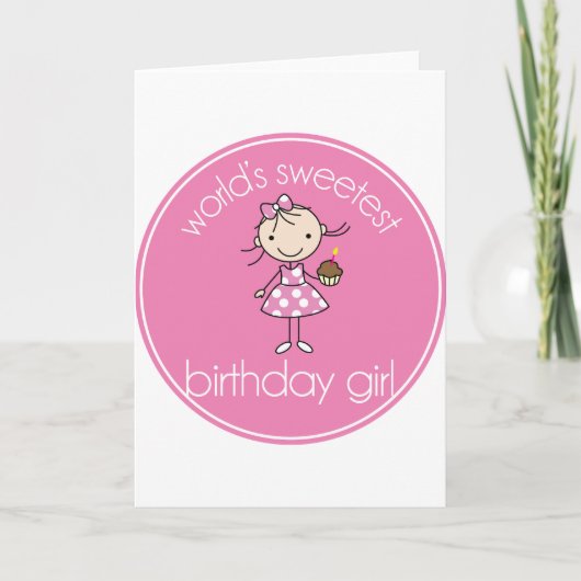 Carte Fille d'anniversaire la plus douce du monde (Devant)