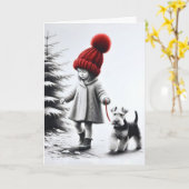 Carte Fille d'anniversaire marche dans un Terrier galloi (Fleur jaune)