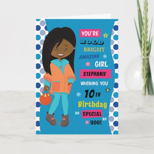 Carte Fille d'anniversaire noire (Devant)