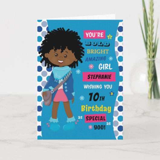 Carte Fille d'anniversaire noire (Devant)