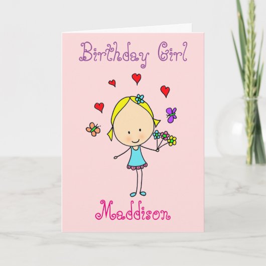 Carte Fille d'anniversaire personnalisée (Devant)