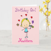 Carte Fille d'anniversaire personnalisée (Fleur jaune)