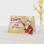 Carte Fille d'anniversaire pom-pom girl - Rouge (Fleur jaune)