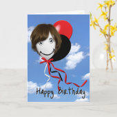 Carte Fille d'anniversaire sur le ballon de la fête (Fleur jaune)