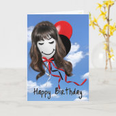 Carte Fille d'anniversaire sur le ballon de la fête (Fleur jaune)