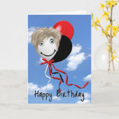 Carte Fille d'anniversaire sur le ballon de la fête (Fleur jaune)