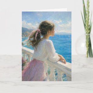 Carte Fille d'anniversaire sur un balcon océanique Impre