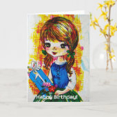 Carte Fille d'anniversaire vintage (Fleur jaune)