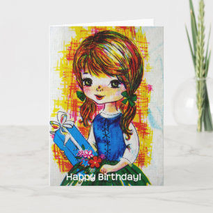 Carte Fille d'anniversaire vintage
