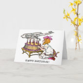 Carte Fille d'anniversaire vintage avec gâteau (Fleur jaune)