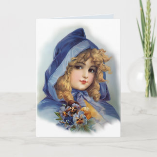 Carte Fille dans le chapeau bleu