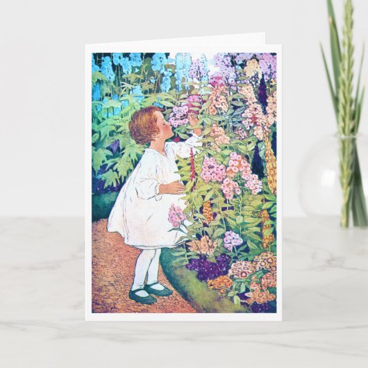 Carte Fille dans le jardin des fleurs, Jessie Willcox Sm (Devant)
