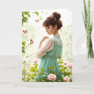 Carte Fille Dans Le Jardin D'Été