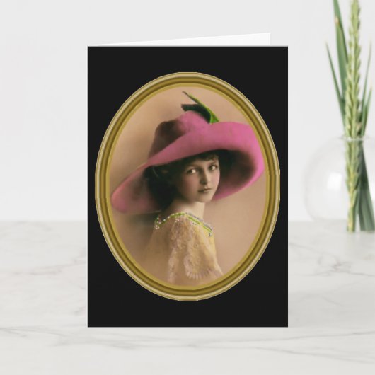 Carte Fille dans un cadre doré (Devant)