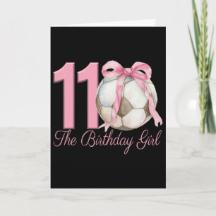 Carte Fille de 11 ans Ballon de football Coquette Rose B