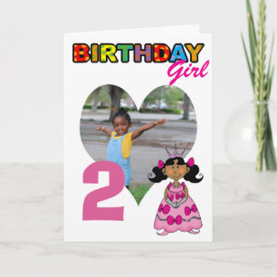Carte Fille de 2 ans avec cheveux noirs, photo de prince
