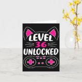 Carte Fille de 36 ans anniversaire Chat amoureux jeu vid (Fleur jaune)