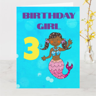 Carte Fille de 3 ans pour anniversaire personnalisé Merm