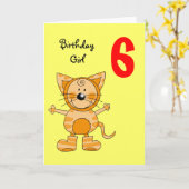 Carte fille de 6 ans (Fleur jaune)