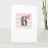 Carte Fille de 6 ans avec paillettes roses et argentées  (Dos)