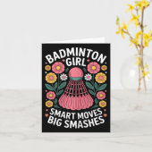 Carte Fille de badminton Navette Badminton drôle  (Fleur jaune)