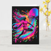 Carte Fille de basketball Coloré  (Fleur jaune)