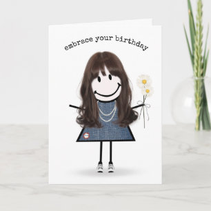 Carte Fille de bâtonnets d'anniversaire avec des marguer
