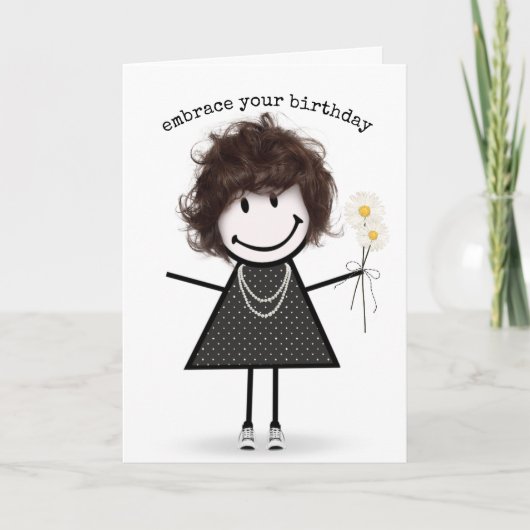 Carte Fille de bâtonnets d'anniversaire avec des marguer (Devant)