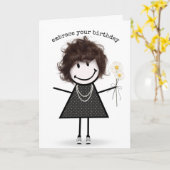 Carte Fille de bâtonnets d'anniversaire avec des marguer (Fleur jaune)