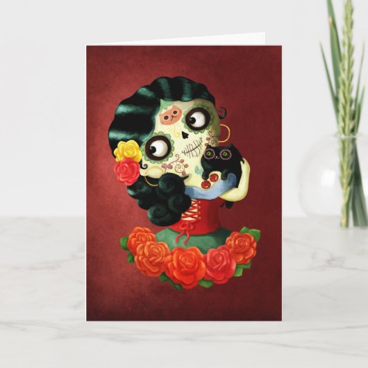 Carte Fille de Catrina de Mexicain de Dia de Los Muertos (Devant)