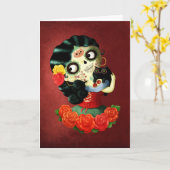 Carte Fille de Catrina de Mexicain de Dia de Los Muertos (Fleur jaune)