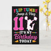 Carte Fille de cheerleading 11 ans Fête d'anniversaire 1 (Fleur jaune)