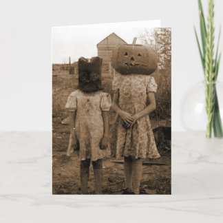 Carte Fille de citrouille avec le sac noir