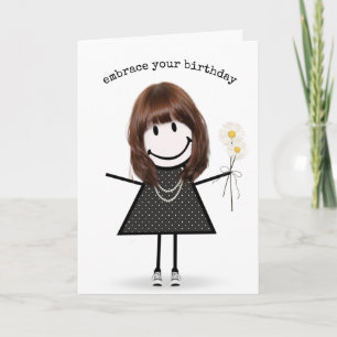 Carte Fille de dessin animé bâton d'anniversaire avec de