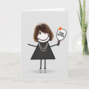 Carte Fille de dessin animé bâton d'anniversaire de pick