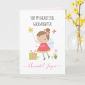 Carte Fille de Dieu anniversaire fée filles rose lunatiq (Fleur jaune)