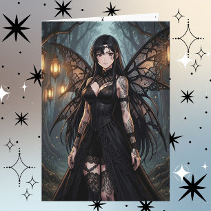 Carte Fille de fée d'anime gothique   Joyeux Anniversair