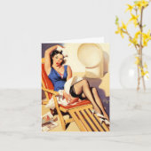 Carte Fille de fête vintage (Fleur jaune)