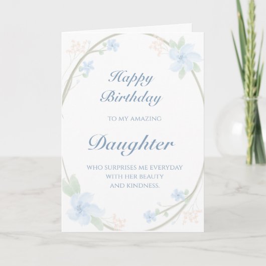 Carte Fille de fleurs bleues fils anniversaire (Devant)